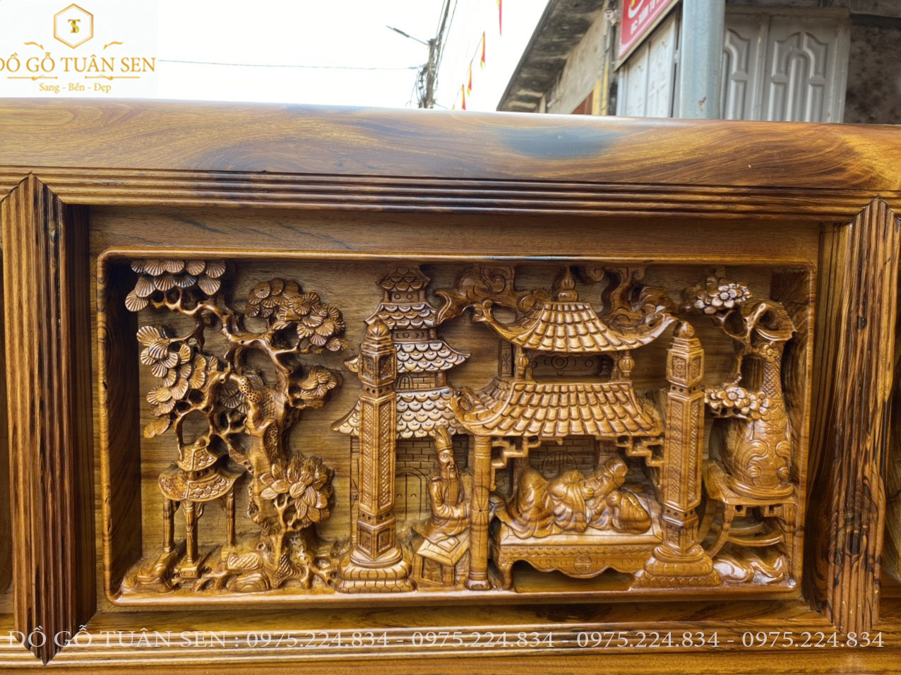 Thông tin kich thước bộ  trường kỷ chạm tích  gỗ gụ ta